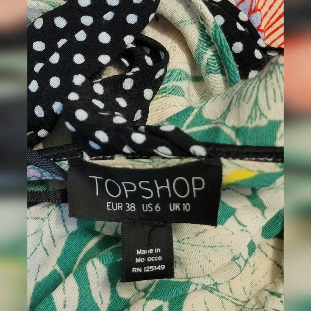 Topshop Floral Polka Dot Mixed Print Open Back Aline Mini Dress